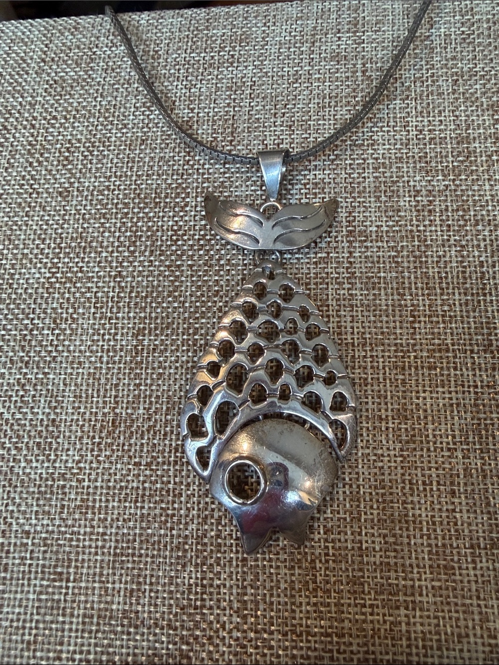 Hinged Sterling Silver Fish Pendant on sterling Necklace
